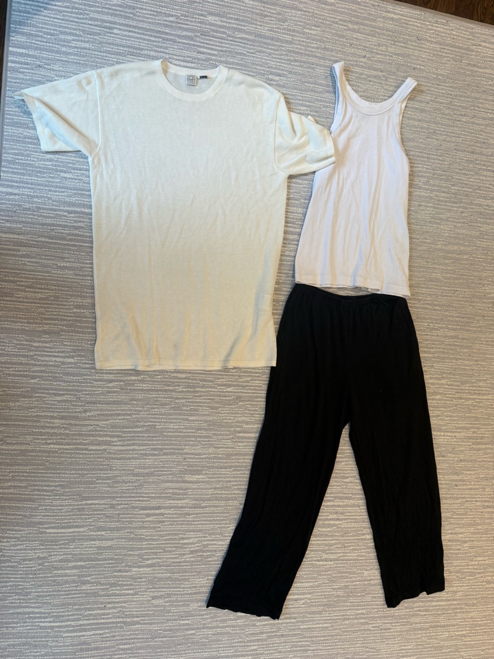 Bundle of TOTEME- cotton silk pj pants XS, curved ribbed tank S, knit tee S